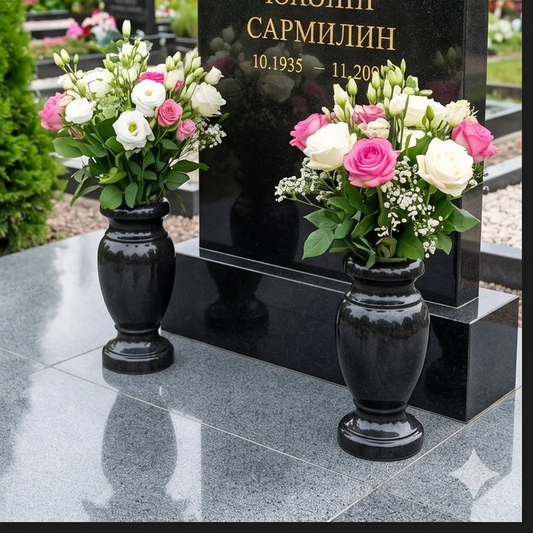 Гранитные вазы для цветов на участке в Калининграде