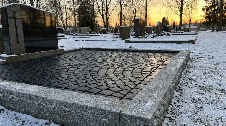 Гранитная брусчатка на могильном участке, образец ПМ005 в Калининграде