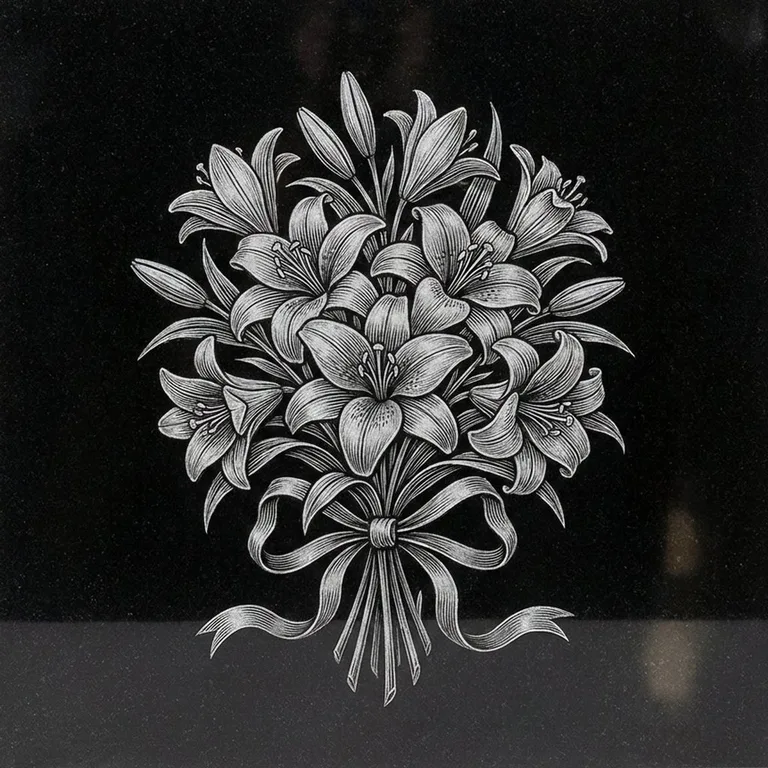 Букет лилий — гравировка на памятник в Калининграде