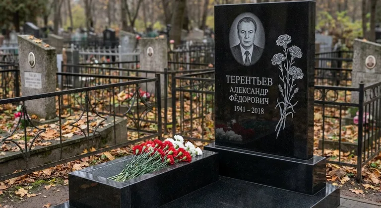 Памятник с гравировкой гвоздик — выполненная работа «Терентьев» в Калининграде