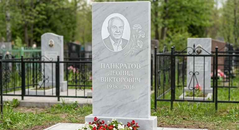 Памятник с гравировкой гвоздик — выполненная работа «Панкратов» в Калининграде