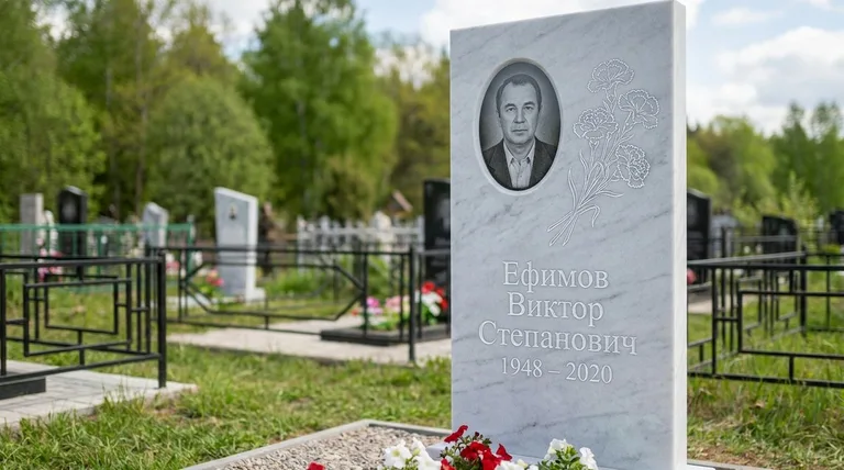 Памятник с гравировкой гвоздик — выполненная работа «Ефимов» в Калининграде