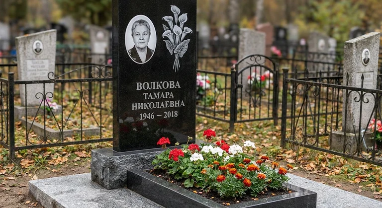 Гравировка калл на памятник в Калининграде — пример работы на граните