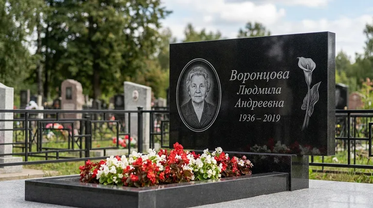 Памятник с гравировкой калл — выполненная работа «Воронцова» в Калининграде