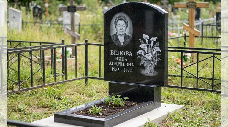 Памятник с гравировкой калл — выполненная работа «Белова» в Калининграде