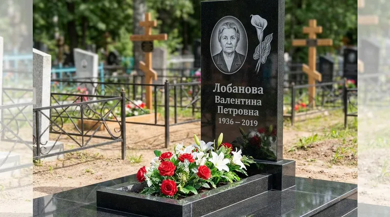 Памятник с гравировкой калл — выполненная работа «Лобанова» в Калининграде
