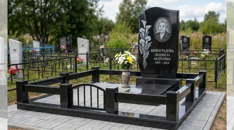 Памятник с гравировкой калл — выполненная работа «Виноградова» в Калининграде