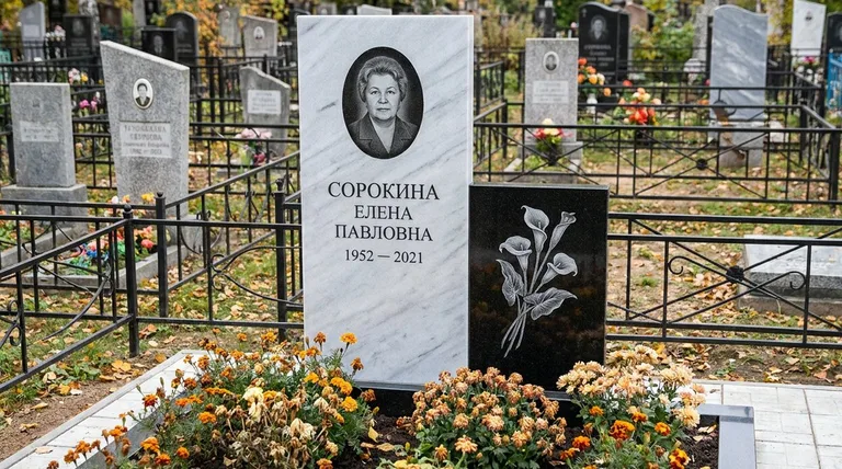 Памятник с гравировкой калл — выполненная работа «Сорокина» в Калининграде