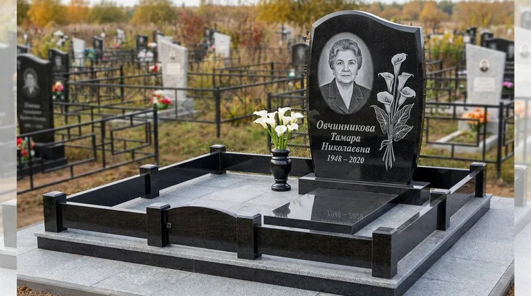 Памятник с гравировкой калл — выполненная работа «Овчинникова» в Калининграде