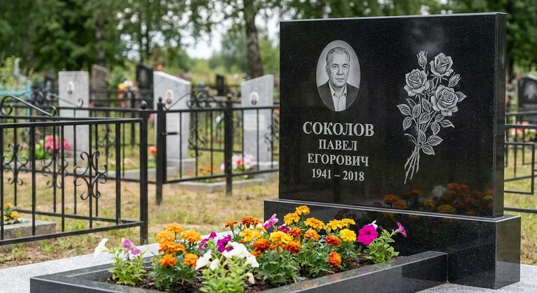 Гравировка роз на памятник в Калининграде — пример работы на граните