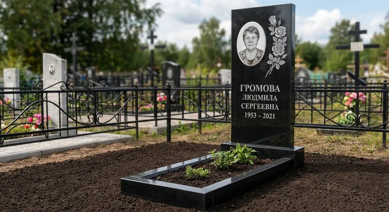 Памятник с гравировкой роз — выполненная работа «Громова» в Калининграде