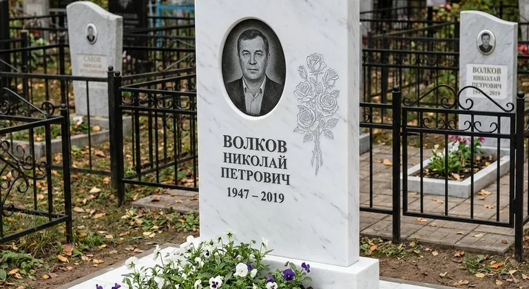 Памятник с гравировкой роз — выполненная работа «Волков» в Калининграде