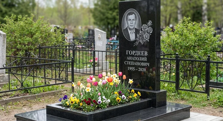 Памятник с гравировкой роз — выполненная работа «Гордеев» в Калининграде