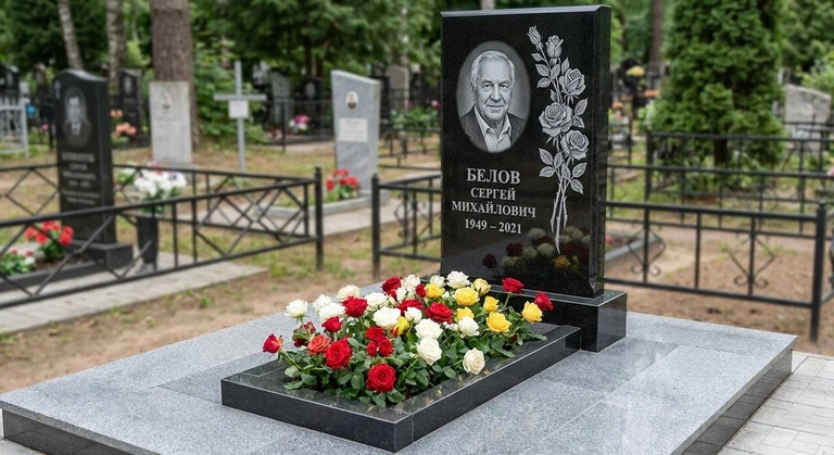Гравировка цветов на памятник в Калининграде — розы на граните