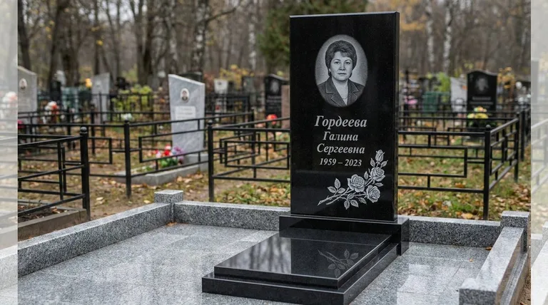 Памятник с гравировкой роз — выполненная работа «Гордеева» в Калининграде