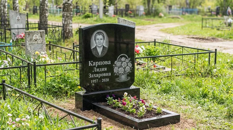 Памятник с гравировкой роз — выполненная работа «Карпова» в Калининграде