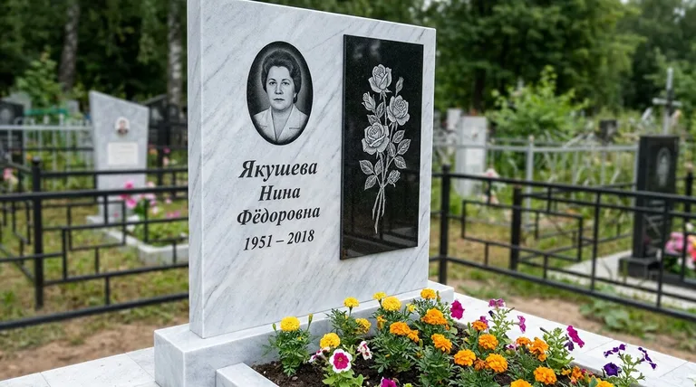 Памятник с гравировкой роз — выполненная работа «Якушева» в Калининграде