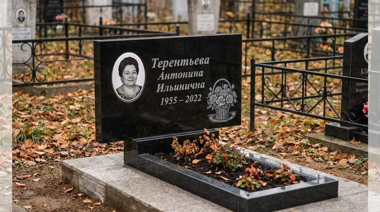 Памятник с гравировкой роз — выполненная работа «Терентьева» в Калининграде