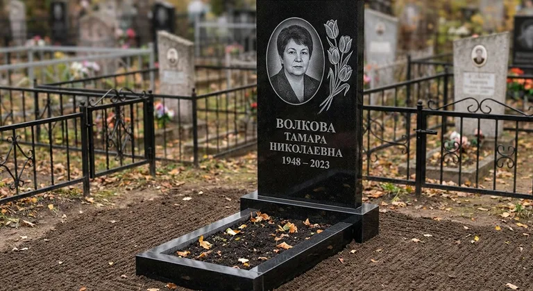 Памятник с гравировкой тюльпанов — выполненная работа «Волкова» в Калининграде