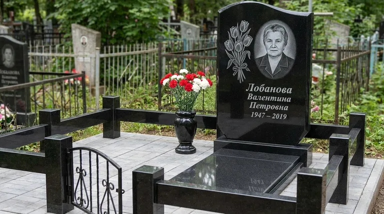 Памятник с гравировкой тюльпанов — выполненная работа «Лобанова» в Калининграде