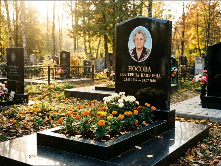 Керамический портрет мужчины на чёрном граните в Калининграде