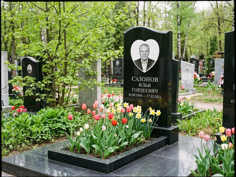 Цветной керамический портрет на памятнике в Калининграде