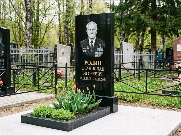 Гравировка портрета на чёрном граните — выполненная работа 21 в Калининграде