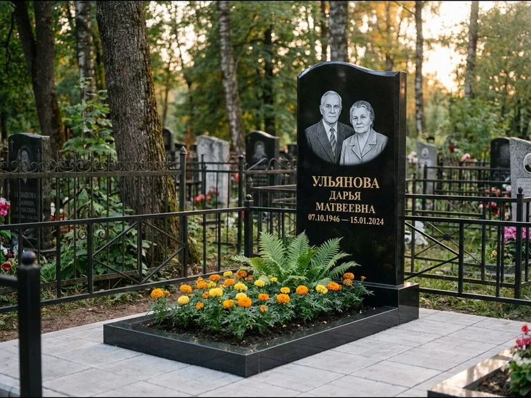 Гравировка портрета на чёрном граните — выполненная работа 24 в Калининграде