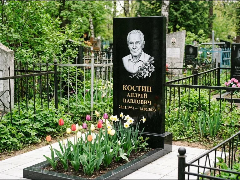 Гравировка портрета на чёрном граните — выполненная работа 27 в Калининграде
