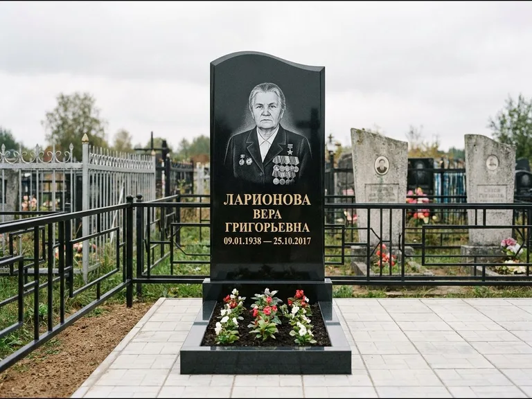 Гравировка портрета на чёрном граните — выполненная работа 28 в Калининграде