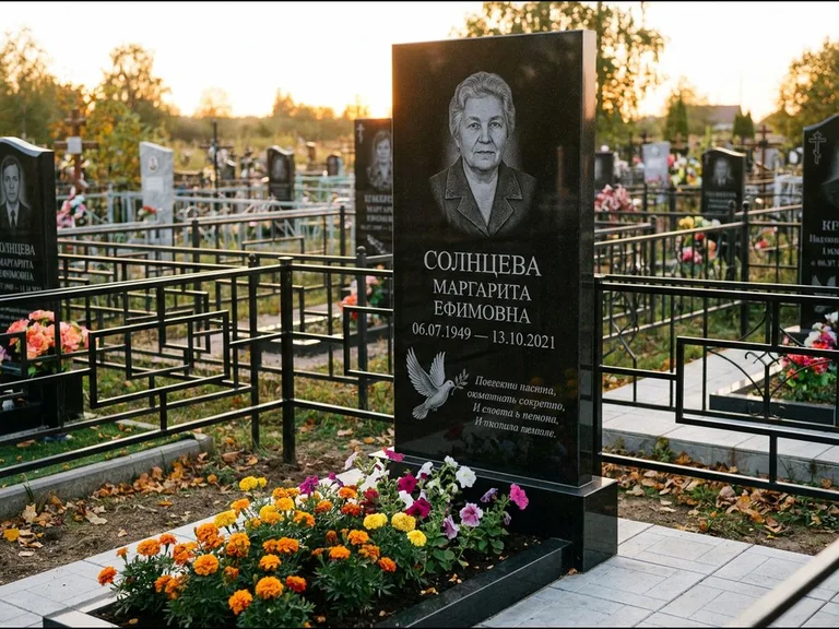 Памятник с гравировкой голубей — гравировка голубя с оливковой ветвью рядом с эпитафией, работа «Солнцева» в Калининграде