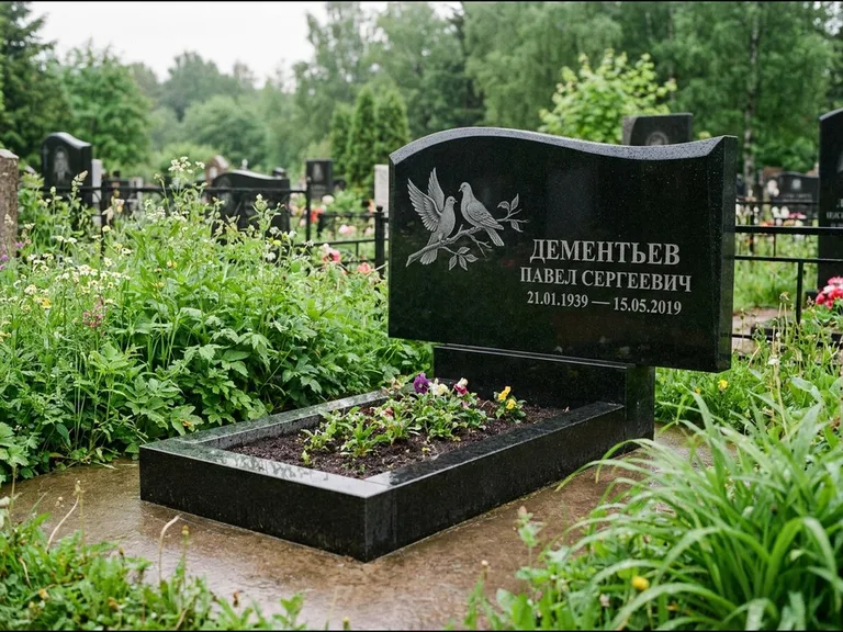 Памятник с гравировкой голубей — гравировка голубей, работа «Дементьев» в Калининграде