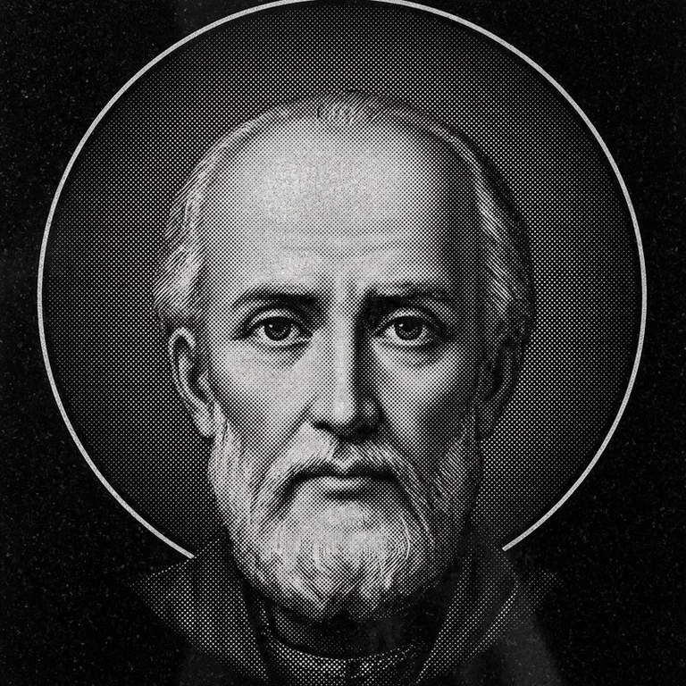 Эскиз иконы: Николай Чудотворец (полутон) — объёмный лик святителя, гравировка на памятник в Калининграде