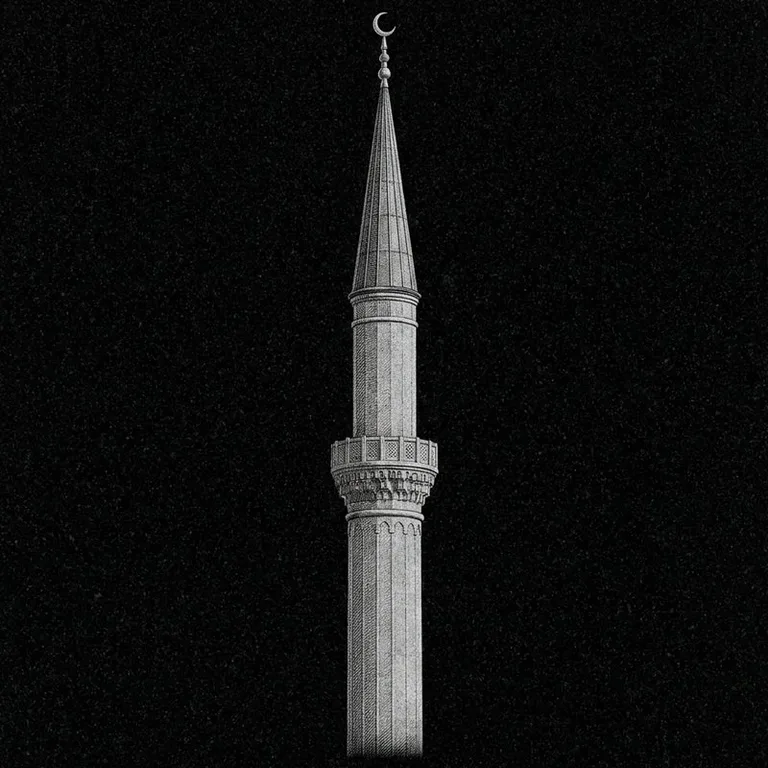 Эскиз: Минарет (фотореализм) — одиночный минарет с полумесяцем в Калининграде