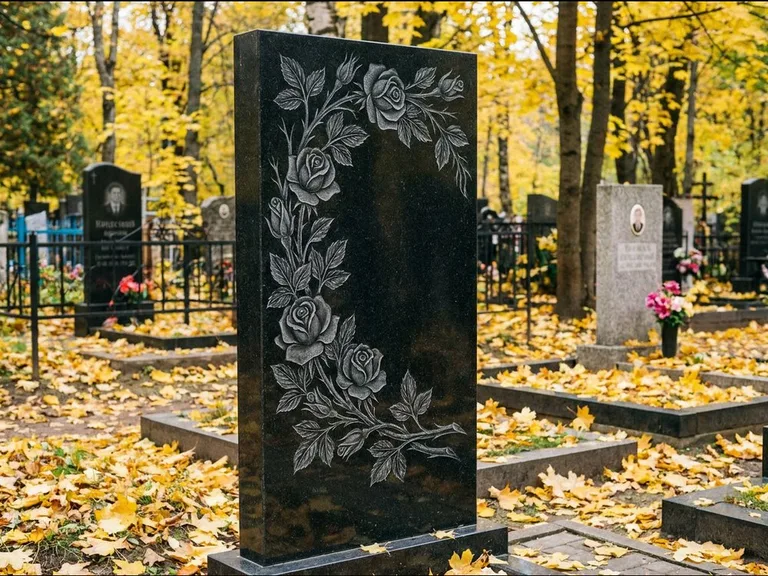 Цветы и орнамент — гравировка с выездом на кладбище в Калининграде