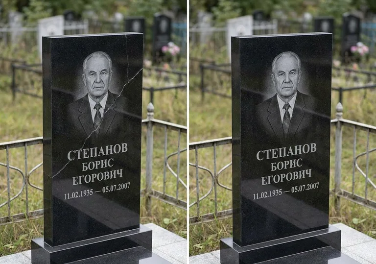 Восстановление надписи и портрета на памятнике: до и после в Калининграде