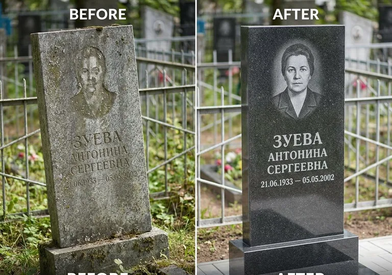 Восстановление сколов кромки гранита: до и после в Калининграде