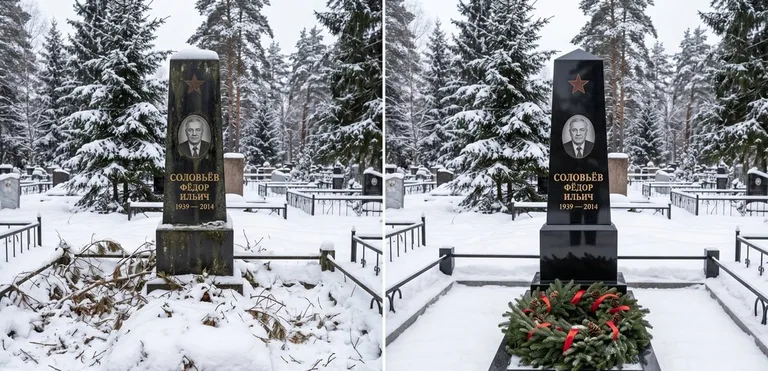 Уборка старого памятника до и после в Калининграде