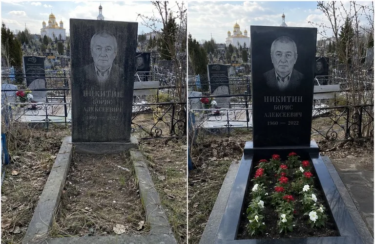 Диптих №3: покраска оградки и прополка цветника с тюльпанами — до и после в Калининграде