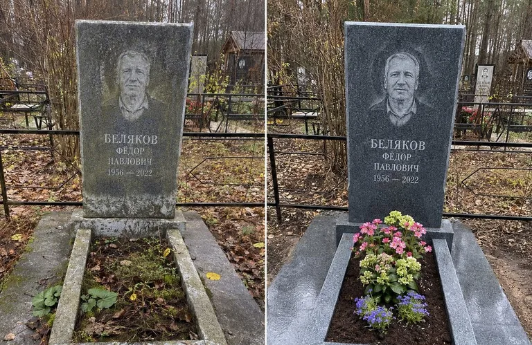 Диптих №19: мойка вертикального гранита — снят чёрный налёт с обратной стороны стелы в Калининграде