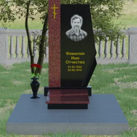 Гранитный вертикальный памятник с крестом - П008