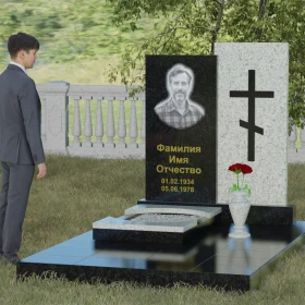 Вертикальный православный памятник с крестом - П022