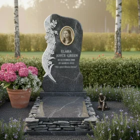 Вертикальный гранитный памятник для одного с мемориальным комплексом - ПН138