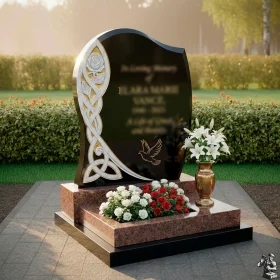 Гранитный вертикальный памятник с мемориальным комплексом для одного - ПН146