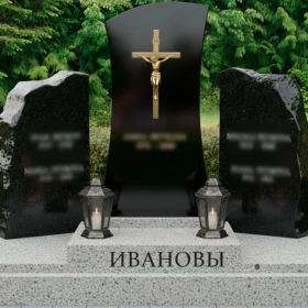 Вертикальный гранитный памятник-комплекс на двоих - ПН212