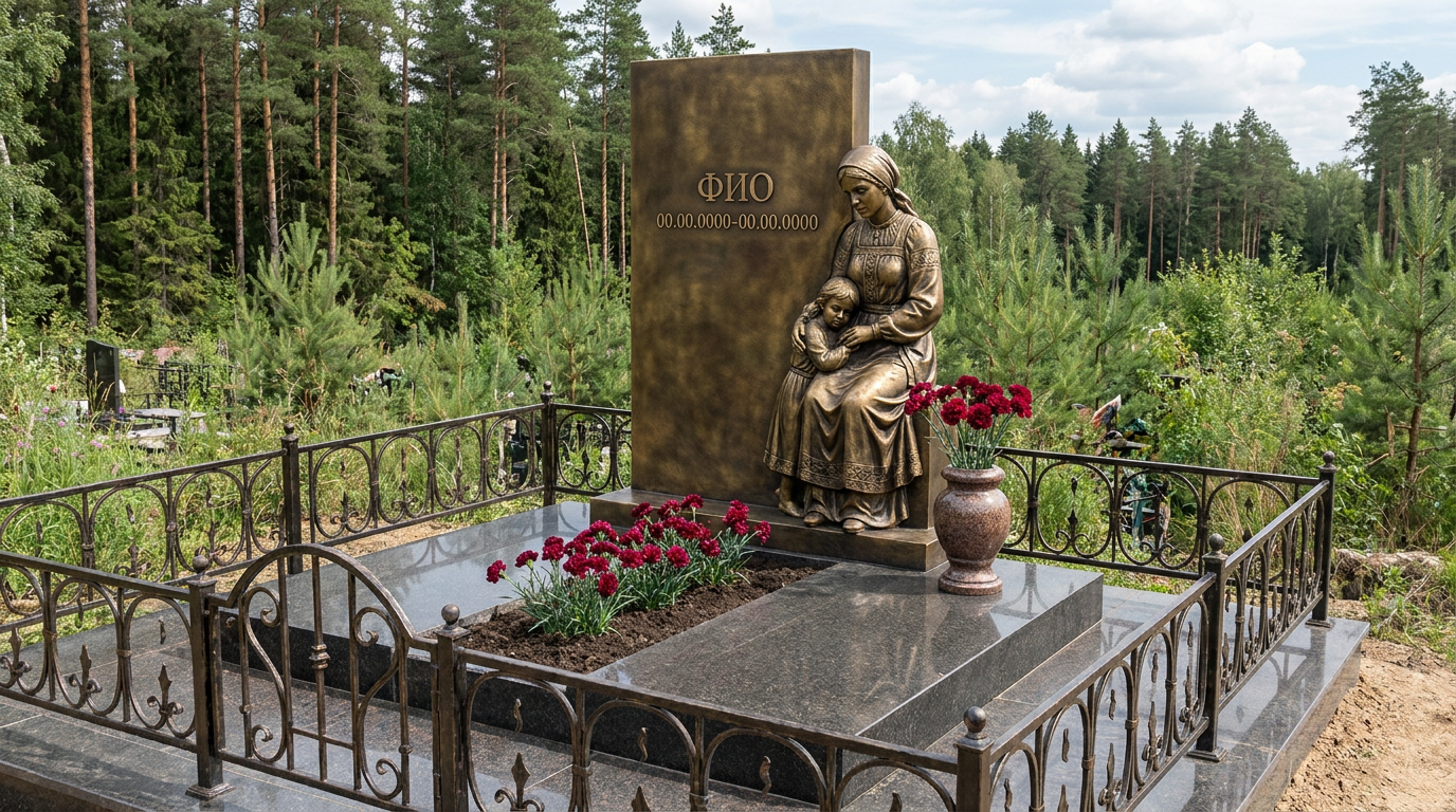 Пример дизайна: Бронзовая скульптура в полный рост со скорбящей матерью