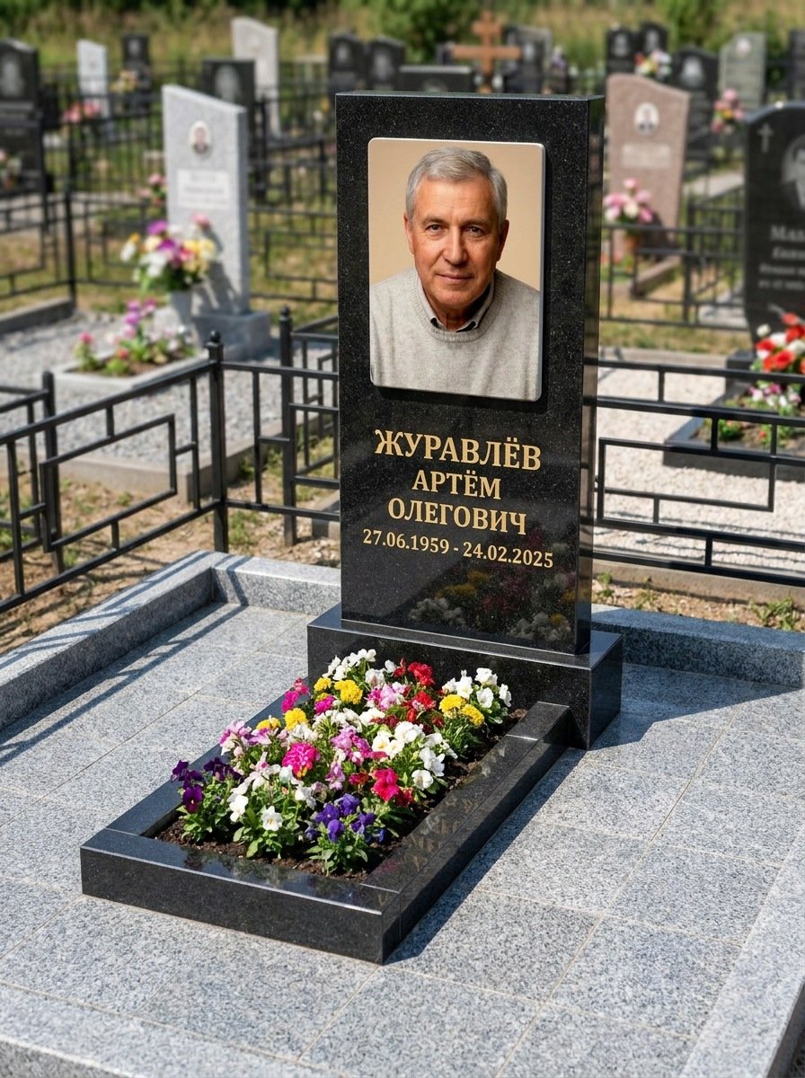 Портрет на памятнике в Калининграде — Выцветшее фото восстановили — керамогранит 180×240 мм