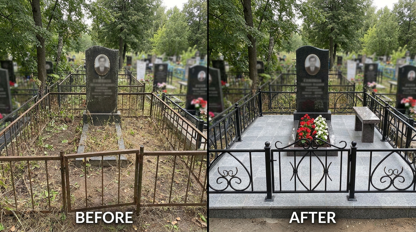 Благоустройство могилы в Калининграде — пример 1