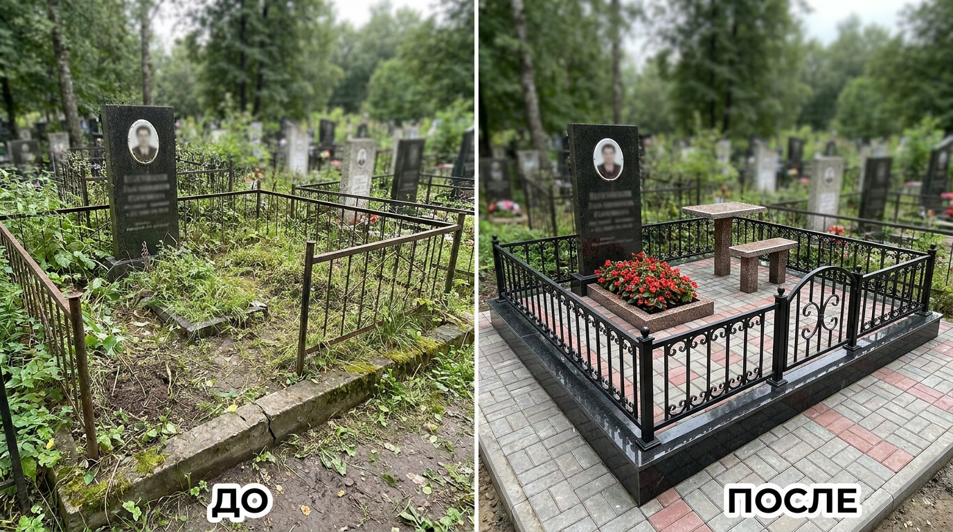 Благоустройство могилы в Калининграде — пример 2